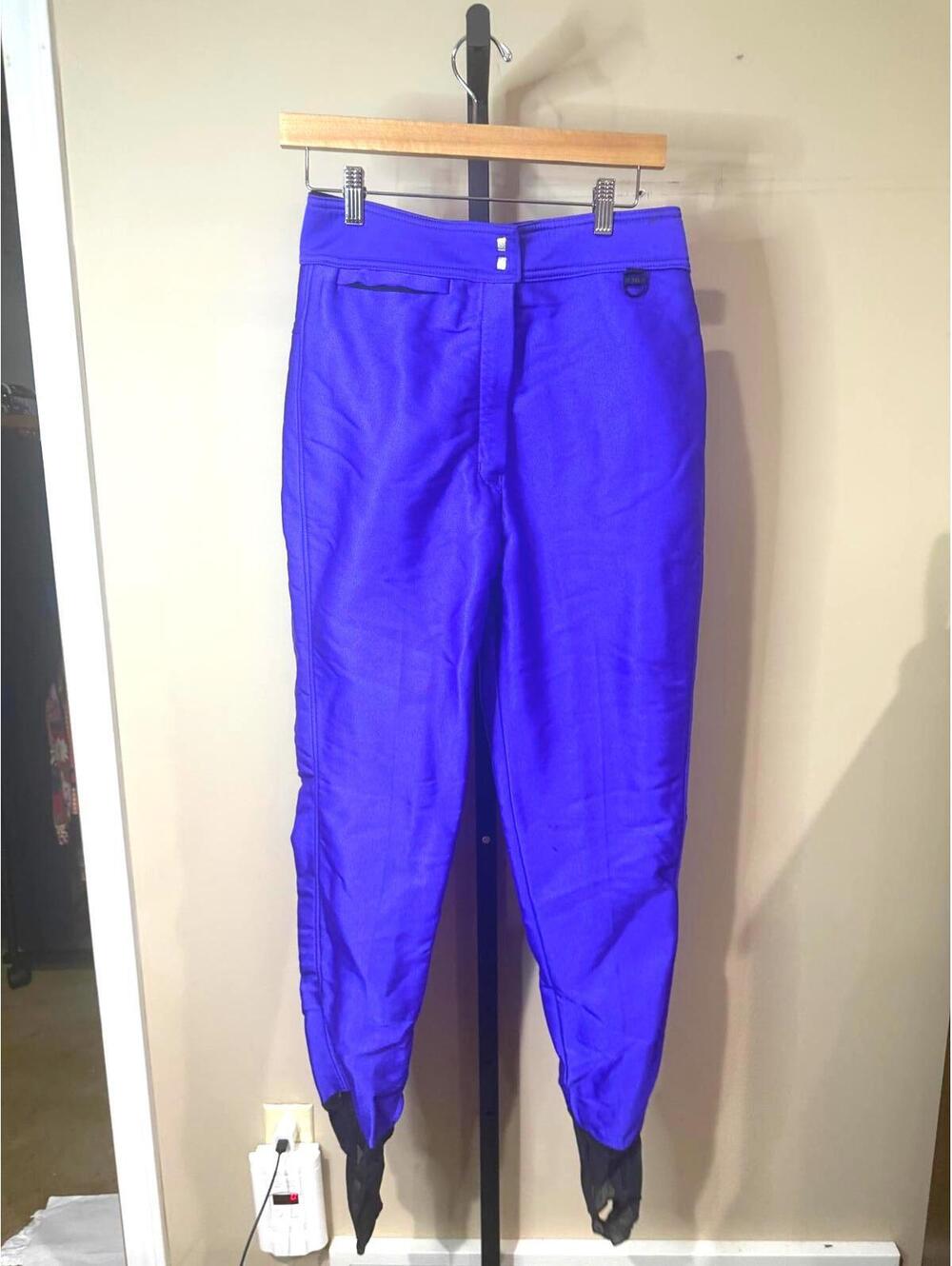 80s Skyr Purple Ski Snow Pants Size 12  Black Reinforced Cuffs vintage